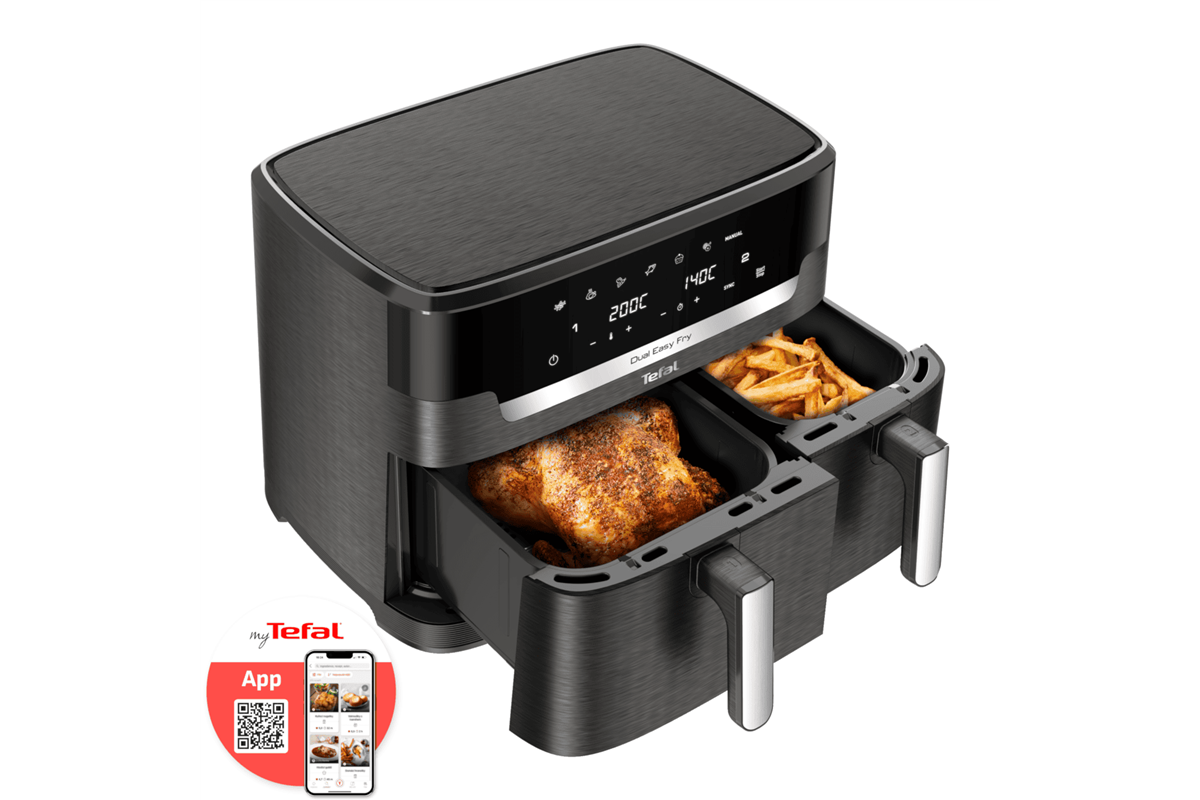 Horkovzdušná fritéza Tefal Dual XXL Easy Fry EY942HE0 Tmavě šedá