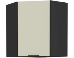 Horní rohová kuchyňská skříňka Arona, 60/60 cm, kašmírová/černá
