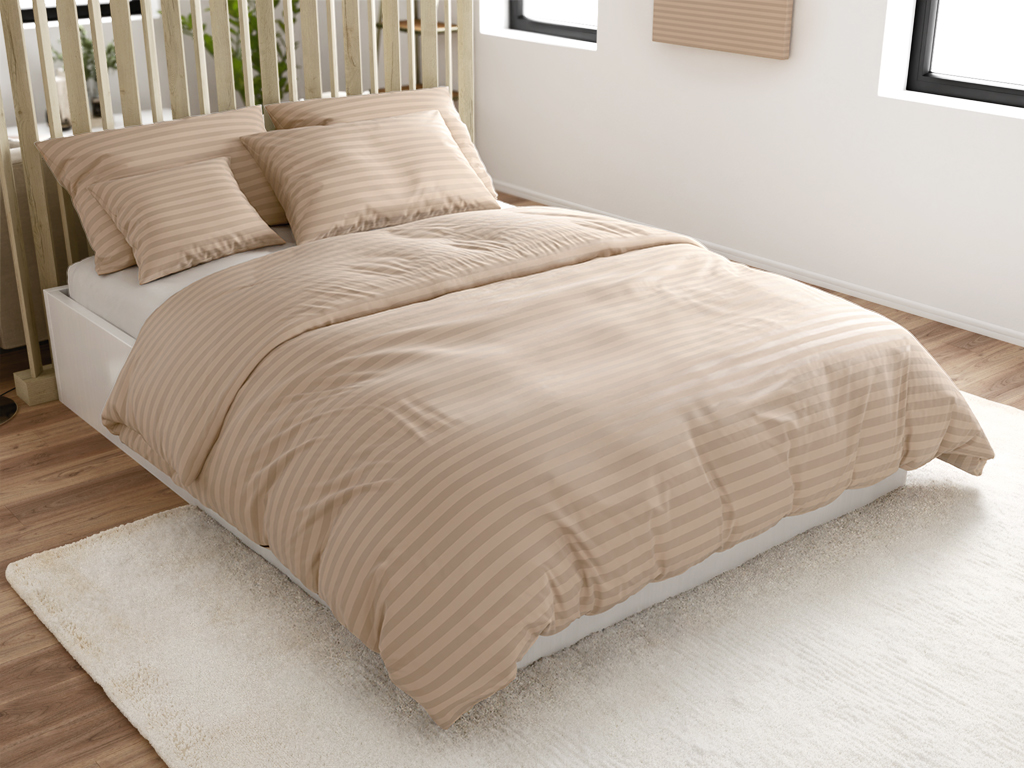 Hotelové povlečení z mikrovlákna JASMINE béžové - proužek 2 cm Rozměr povlečení: 70 x 90 cm | 140 x 200 cm