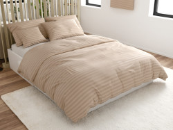 Hotelové povlečení z mikrovlákna JASMINE béžové - proužek 2 cm Rozměr povlečení: 70 x 90 cm | 140 x 200 cm