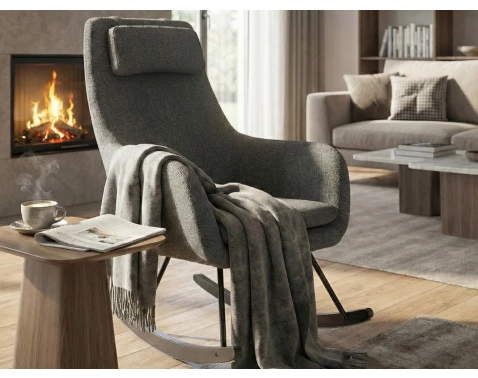 Houpací křeslo Galileo, středně šedá tkanina