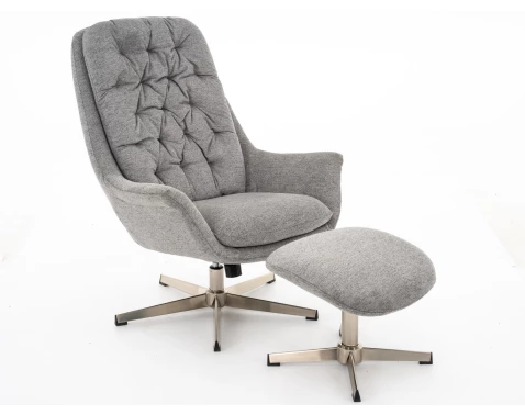 Houpací křeslo s podnožkou Swift, holubí šedá látka