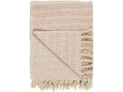 IB Laursen Bavlněný pléd CREAM/LIGHT PINK STRIPE PATTERN 160x130 cm