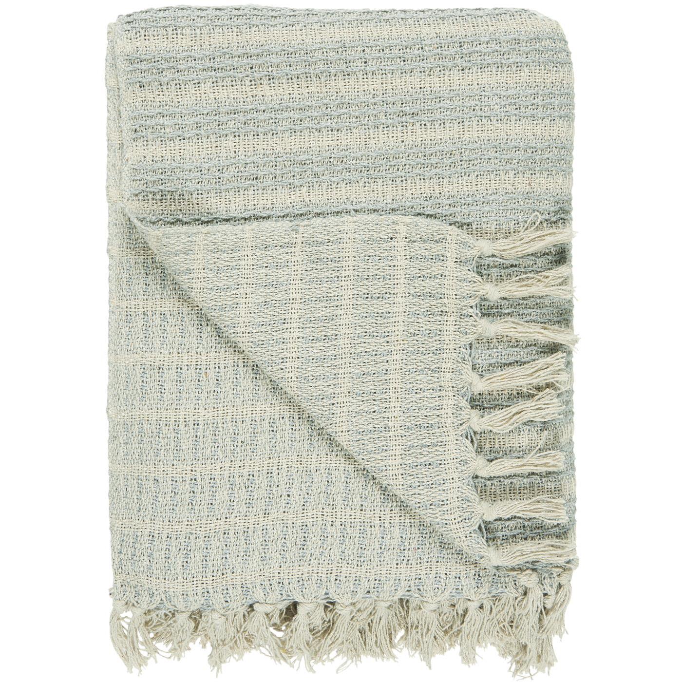 IB Laursen Bavlněný pléd CREM/LIGHT BLUE STRIPES 160x130 cm