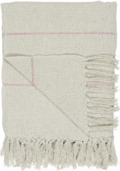 IB Laursen Bavlněný pléd CREM/PINK STRIPES 160x130 cm
