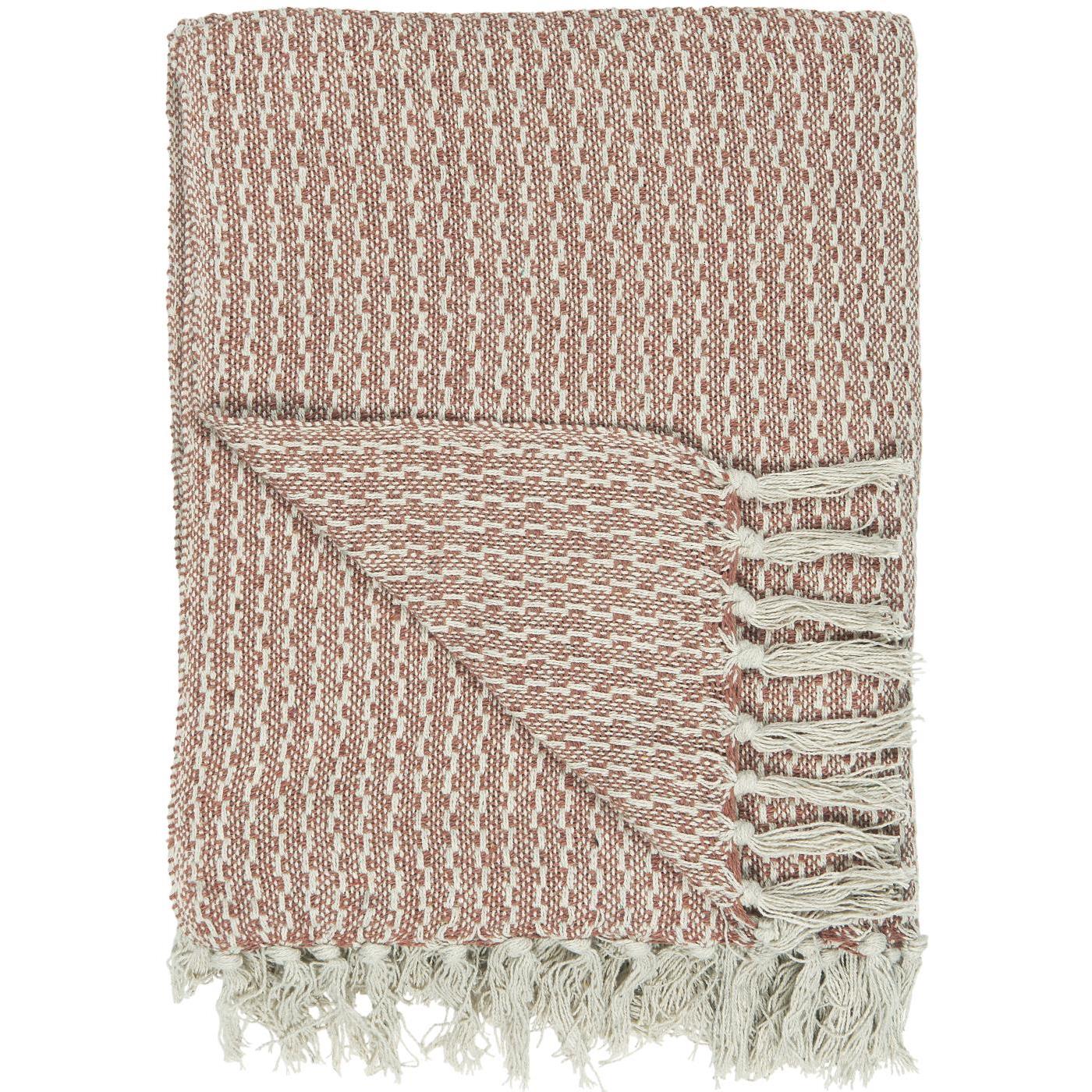 IB Laursen Bavlněný pléd CREM/RED PATTERN 160x130 cm