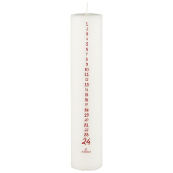 IB Laursen Bílá adventní svíčka s červenými číslicemi 1 - 24