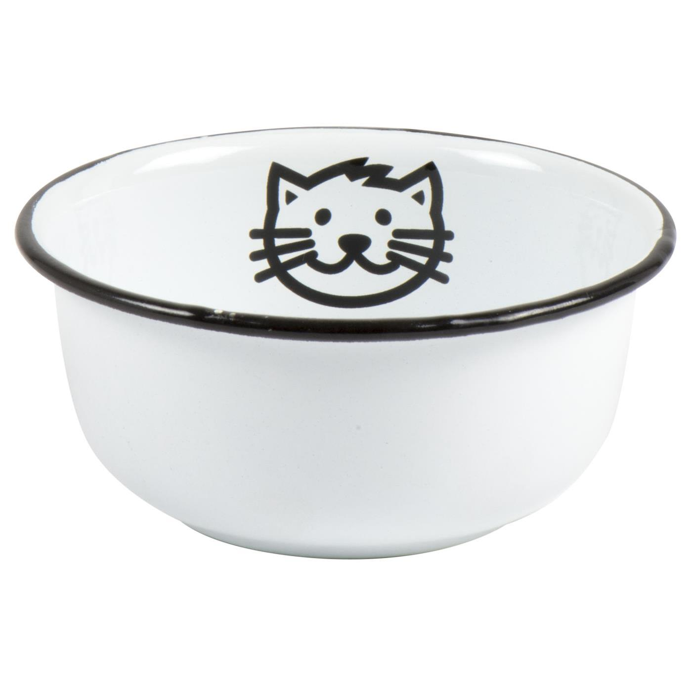 IB Laursen Bílá smaltovaná miska CAT ENAMEL
