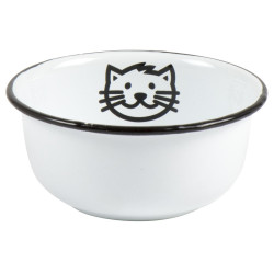 IB Laursen Bílá smaltovaná miska CAT ENAMEL