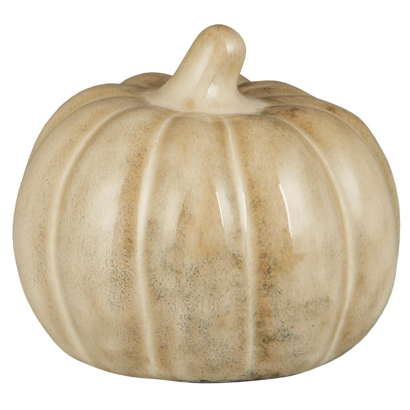 IB Laursen Kameninová dekorace dýně PUMPKIN STANDING Ø8 cm krémová
