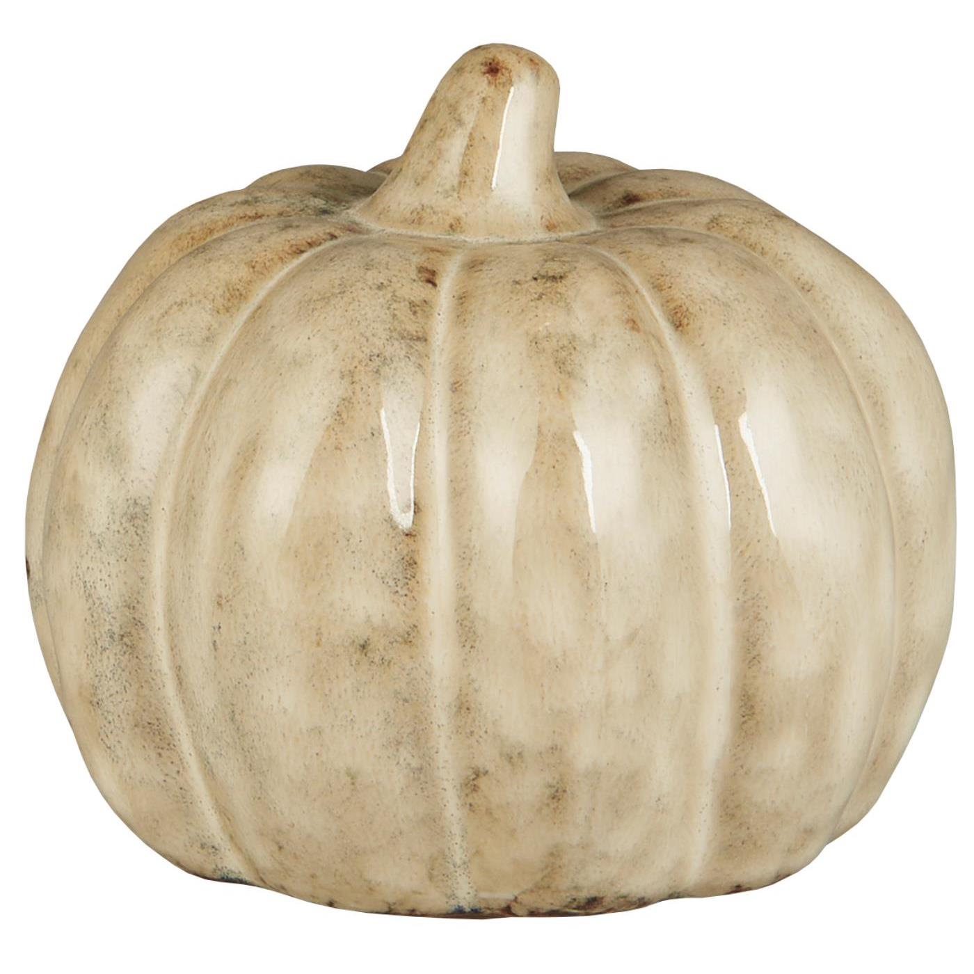 IB Laursen Kameninová dekorace dýně PUMPKIN STANDING Ø10 cm krémová