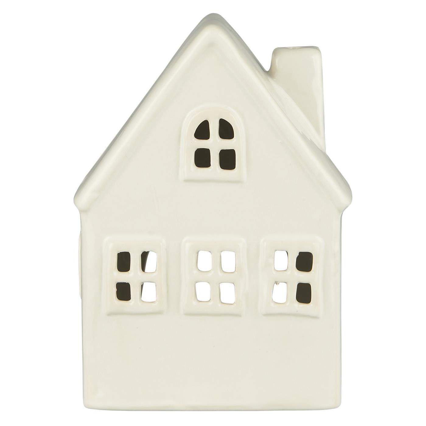 IB Laursen Krémový keramický svícen DOMEČEK FOUR WINDOWS