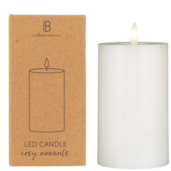 IB Laursen LED sloupová svíčka WARM FLAME SL 12,5 cm bílá