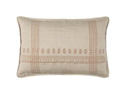 IB Laursen Lněný dekorační povlak na polštář LINEN 40x60 cm, světle hnědý s výšivkou