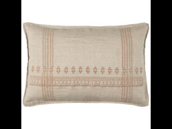 IB Laursen Lněný dekorační povlak na polštář LINEN 40x60 cm, světle hnědý s výšivkou