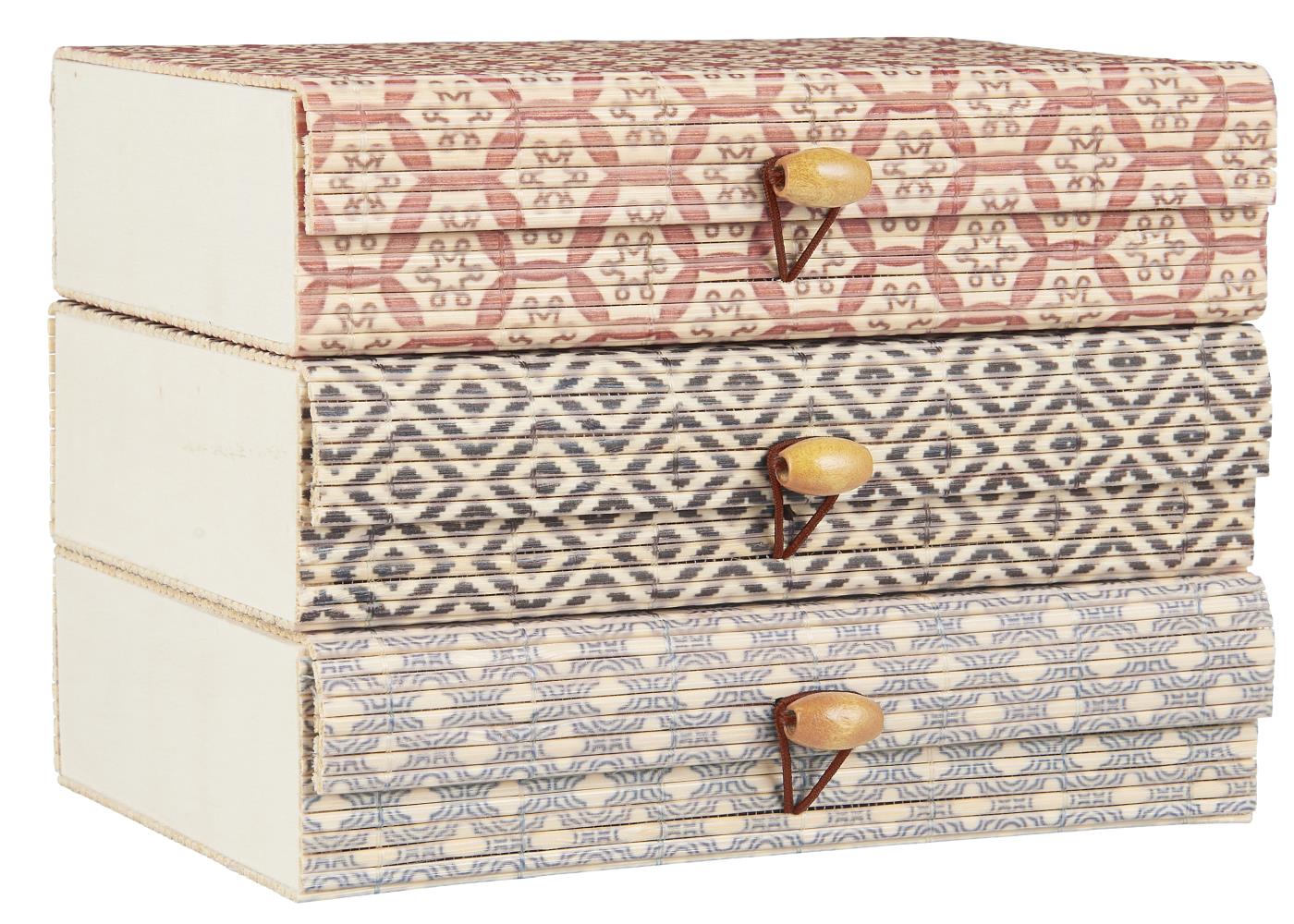 IB Laursen Obdélníková bambusová krabička s víkem, vzorovaná