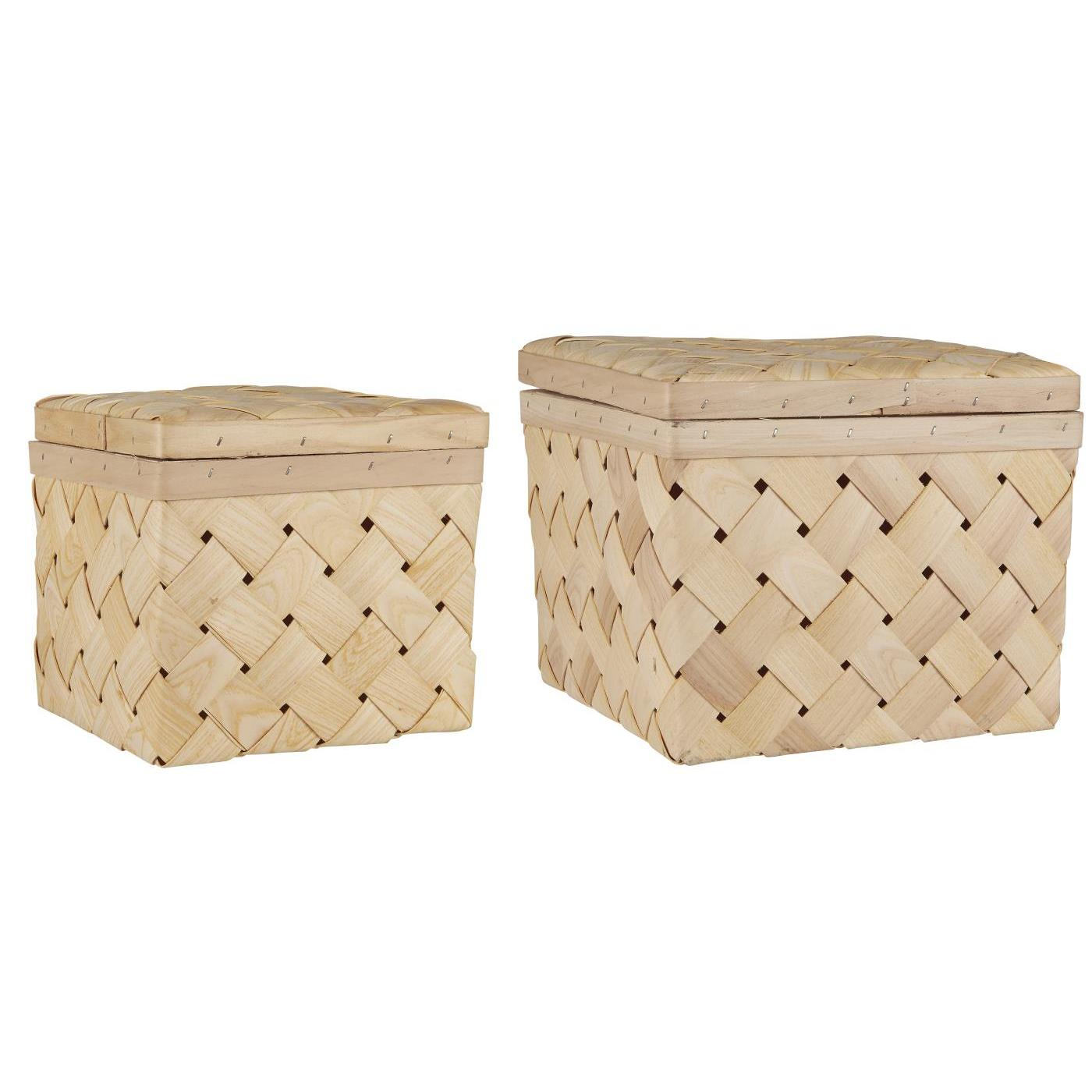 IB Laursen Sada 2 čtvercových krabic z jasanového dřeva CHIP WOOD