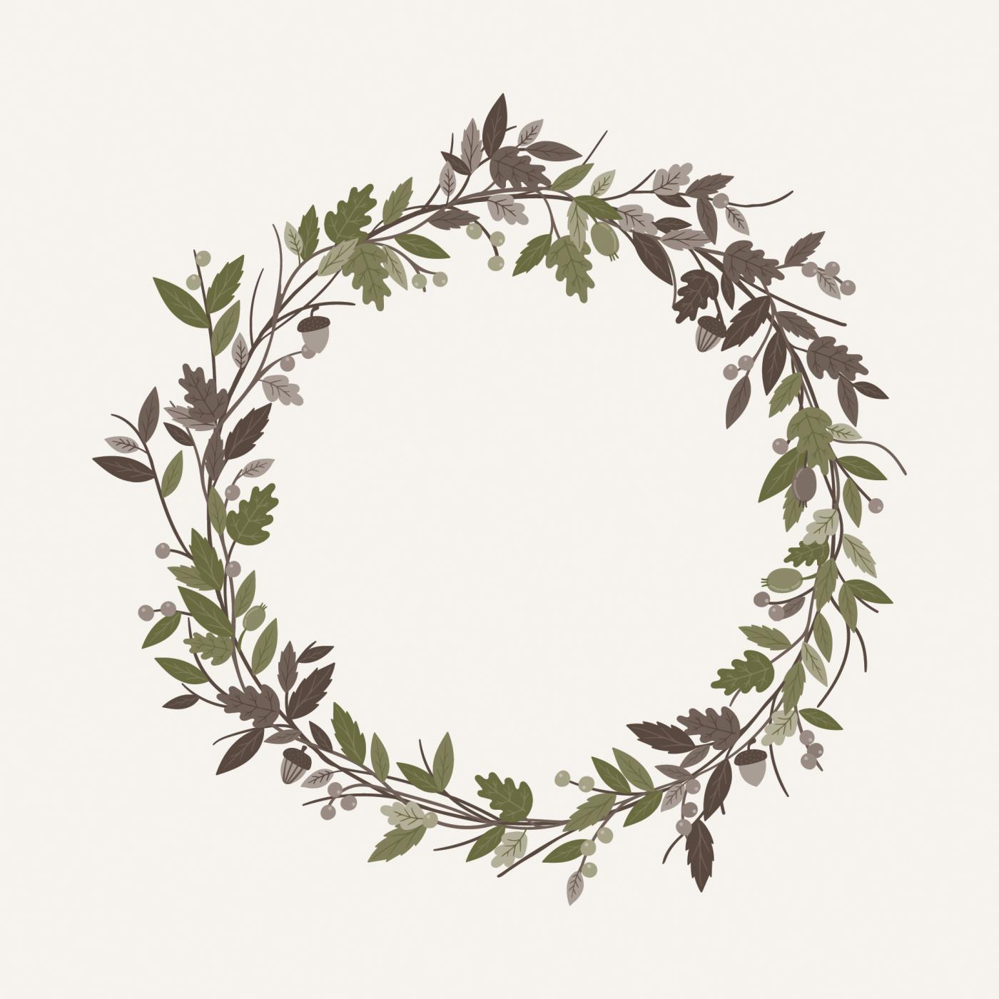 IB Laursen Servírovací ubrousky AUTUMN WREATH, 20 ks