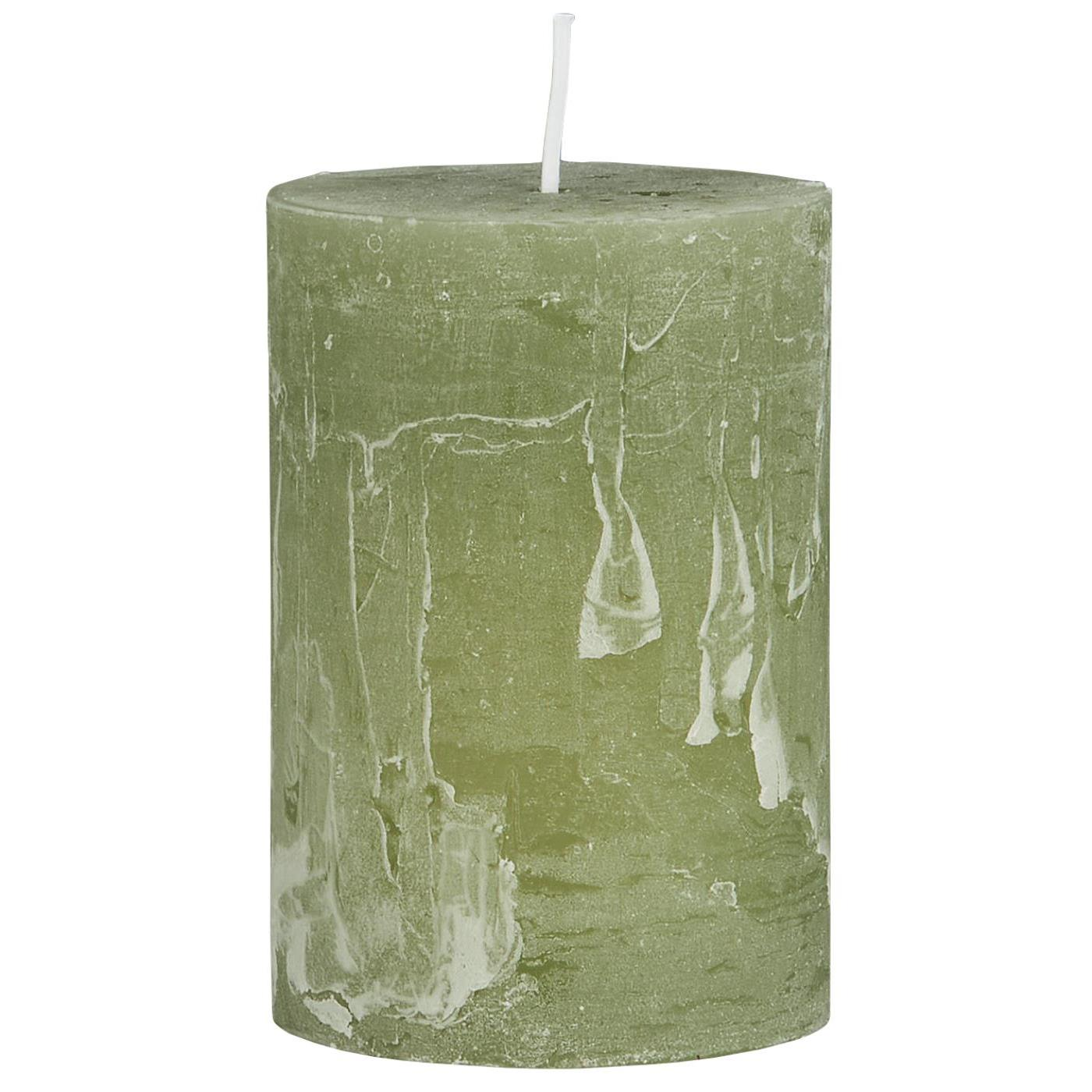 IB Laursen Sloupová svíčka RUSTIC GREEN TEA 10 cm zelená