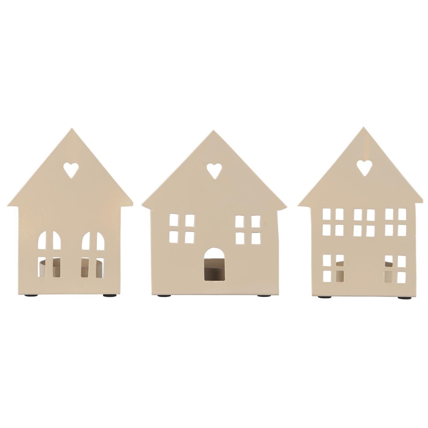 IB Laursen Svícen na čajové svíčky TEALIGHT HOUSE FACADE, krémový