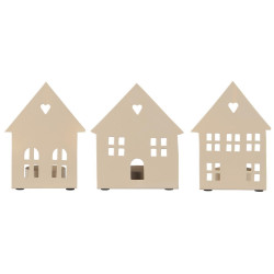 IB Laursen Svícen na čajové svíčky TEALIGHT HOUSE FACADE, krémový