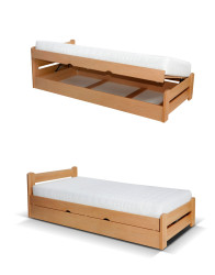 Jednolůžková dřevěná postel Relax s úložným prostorem, 90x200