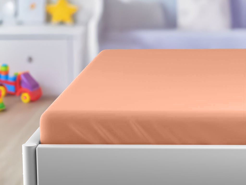 Jersey prostěradlo do dětské postýlky meruňkové 70 x 140 cm