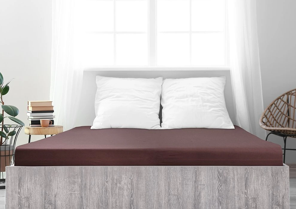 Jersey prostěradlo z mako bavlny LUXORA 180x200 cm tmavě hnědé