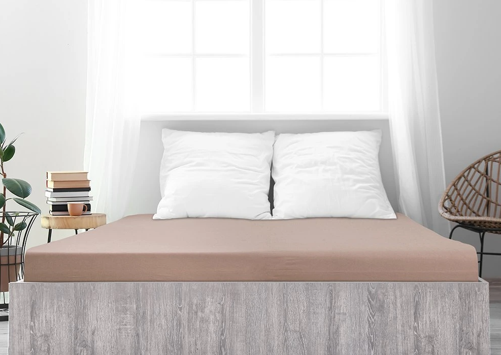 Jersey prostěradlo z mako bavlny LUXORA 90x200 cm světle hnědé
