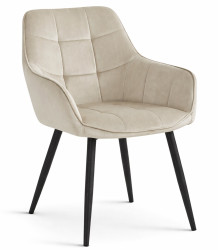 Jídelní křeslo VARSI VELVET s černými nohami, béžové
