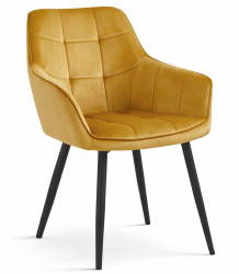 Jídelní křeslo VARSI VELVET s černými nohami, hořčicové