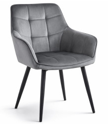 Jídelní křeslo VARSI VELVET s černými nohami, šedé
