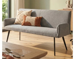 Jídelní lavice s područkami Kassandra, holubí šedá tkanina