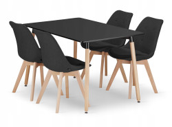 Jídelní set 1 + 4, stůl ADRIA 120x80 černý + židle DAREN NORI černá