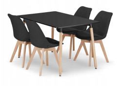Jídelní set 1 + 4, stůl ADRIA 120x80 černý + židle DAREN NORI černé