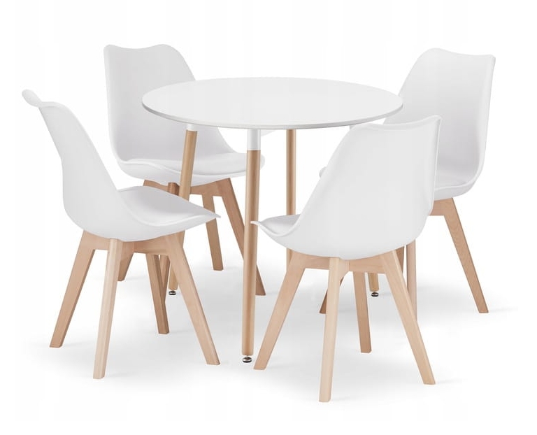 Jídelní set 1 + 4, stůl KAMI 80x80 bílý + židle BALI MARK bílá