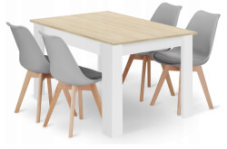 Jídelní set 1 + 4, stůl MADO 120x80 bílý + židle BALI MARK šedá
