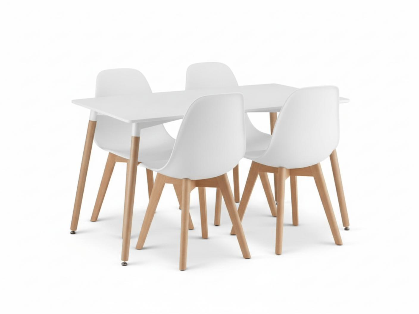 Jídelní set 1 + 4, bílý stůl ADRIA 120x80 cm + bílá židle KITO