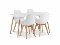 Jídelní set 1 + 4, bílý stůl ADRIA 120x80 cm + bílá židle KITO