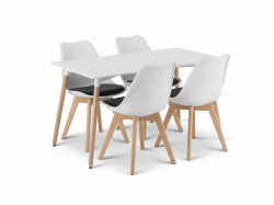 Jídelní set 1 + 4, bílý stůl ADRIA 120x80 cm + bílo-černá židle BALI MARK s bukovými nohami