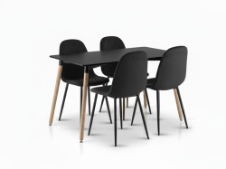 Jídelní set 1 + 4, černý stůl ADRIA 120x80 cm + černá sametová židle ASTI s černými nohami