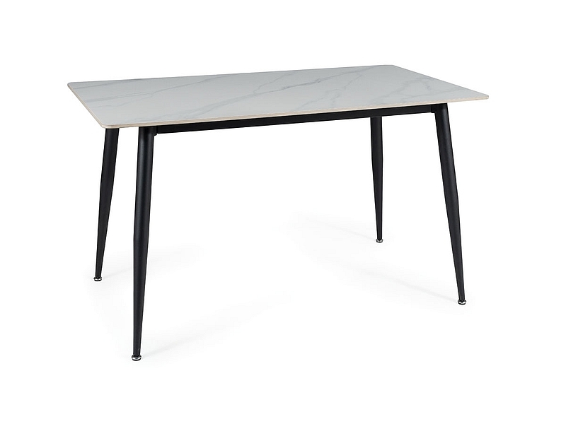 Jídelní stůl RION 130x70 cm s keramickou deskou, bílý mramor