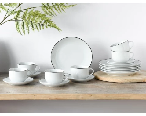 Kávový servis (18 dílů) Luna Black Line, bílý