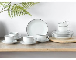 Kávový servis (18 dílů) Luna Black Line, bílý