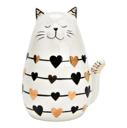 Keramická kočka se srdíčky LOVELY CAT 13 cm bílá