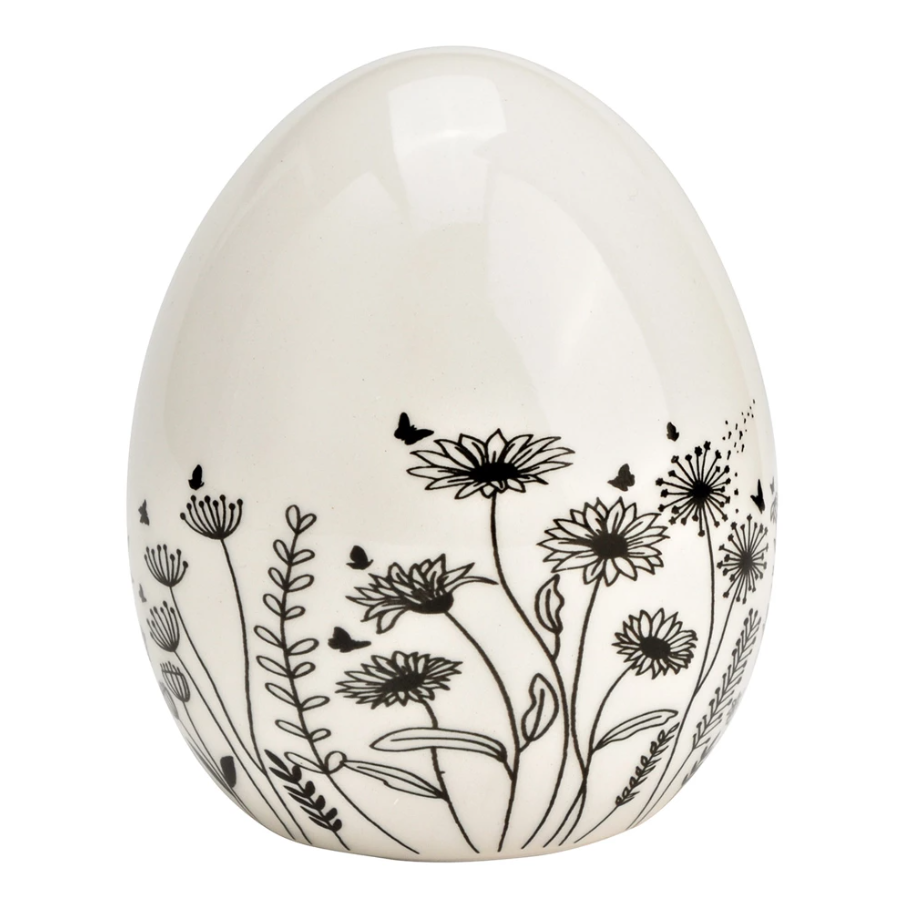 Keramické vajíčko s květinami FLORAL EGG bílé