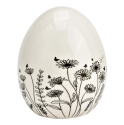 Keramické vajíčko s květinami FLORAL EGG bílé