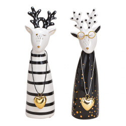 Keramický sob ELKE HEARTS 17 cm - více barev Barva: Bílá