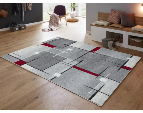 Koberec Thales 120x160 cm, šedo-červený