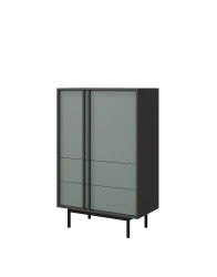 Komoda do ložnice na nožičkách se zásuvkami (Reg5 Alsy antracit/aloe)